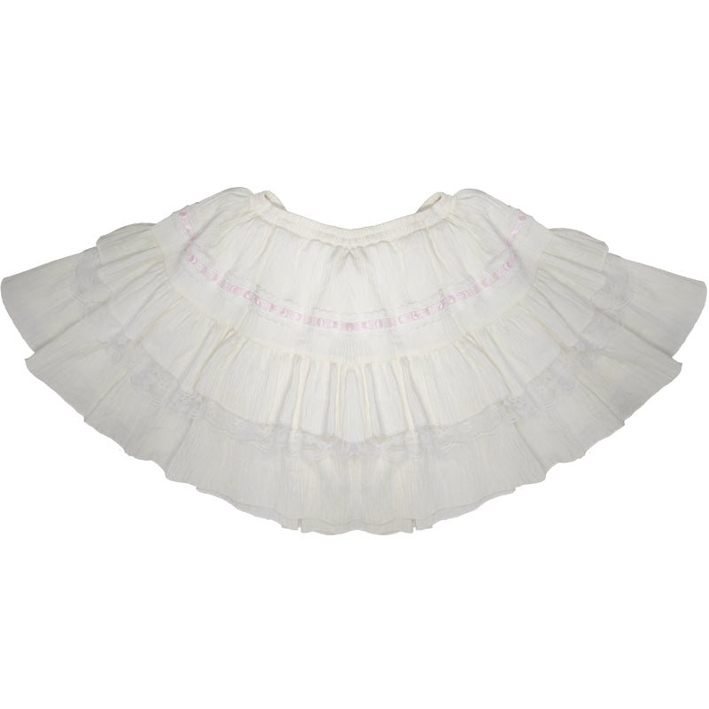 Roro Dream - Kawaii Oversized Puff Sleeve Cat Bow Sweater Lace Skirt Set set Roro Dream Skirt XL