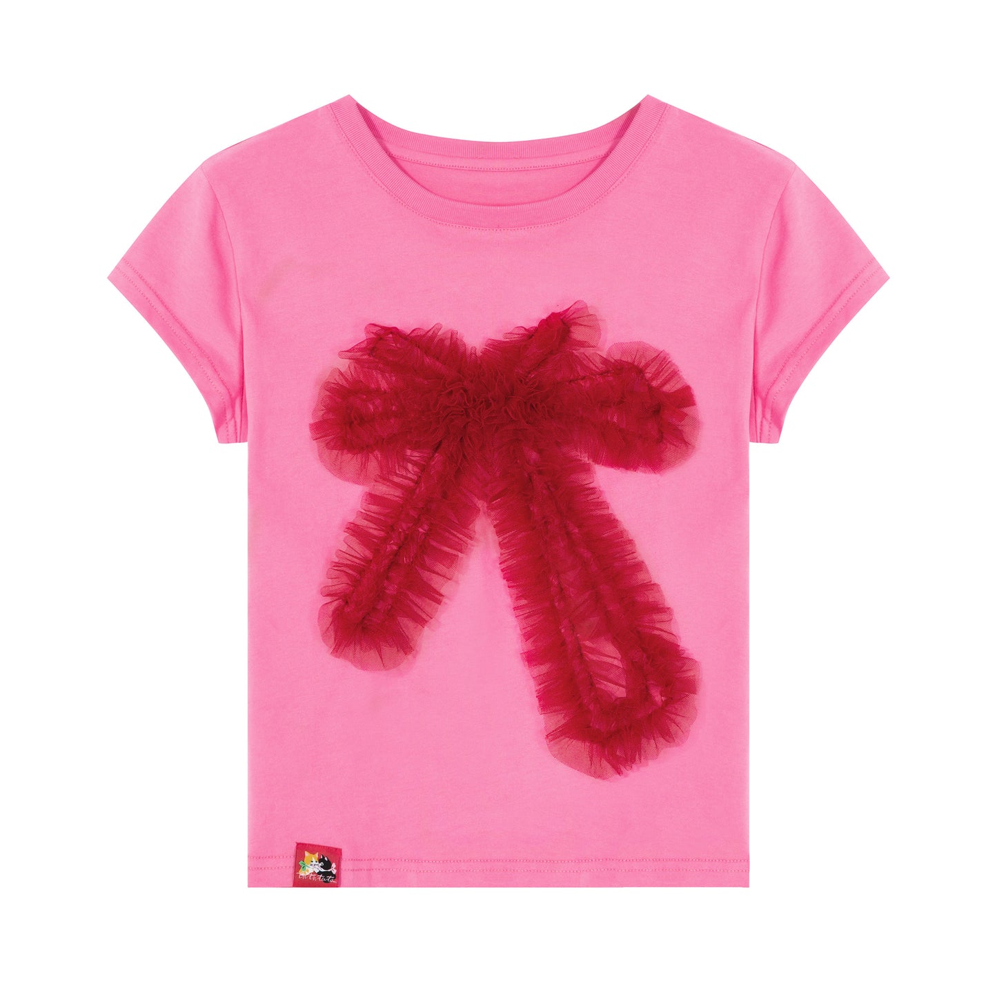 tntntutu Kawaii Mesh Bow Short Sleeve T-Shirt – Harajuku Y2K Puff Tee tshirt tntntutu Pink S