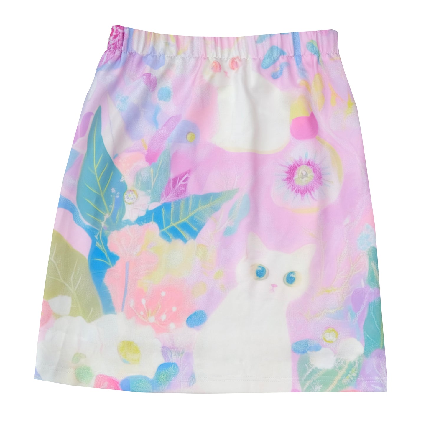 MeowMeow Bug - Decora Kei Double Print A-Line Skirt skirt MeowMeow Bug Flower Cat S