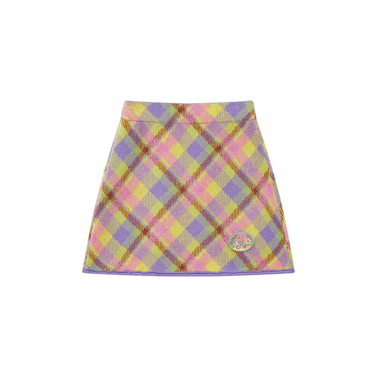 tntntutu - Two-Tone Plaid Knit Mini Skirt Kawaii Vintage skirt tntntutu Pink S