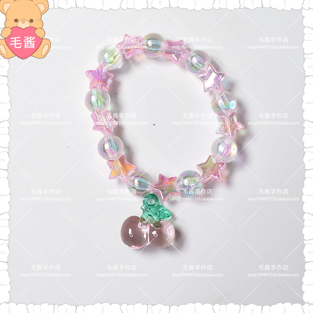 Maojiang Star Strawberry Bear Bracelet | Decora Beaded Accessory bracelet maojiang Pink Star & Cherry Bracelet (1 piece)