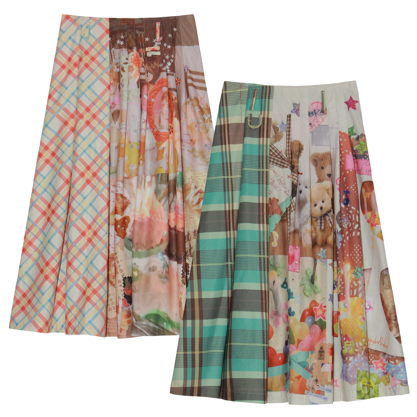 NeogoMade - Kawaii Retro Plaid Reversible Skirt skirt NeogoMade Brown S