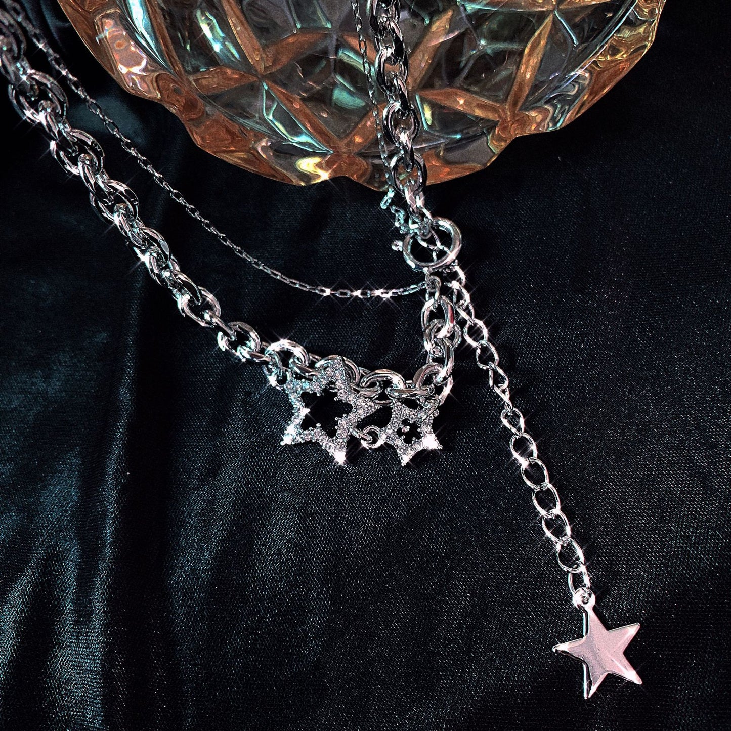 Kiwi Store - Y2K Rhinestone Star Note Necklace necklace kiwi store Star Necklace