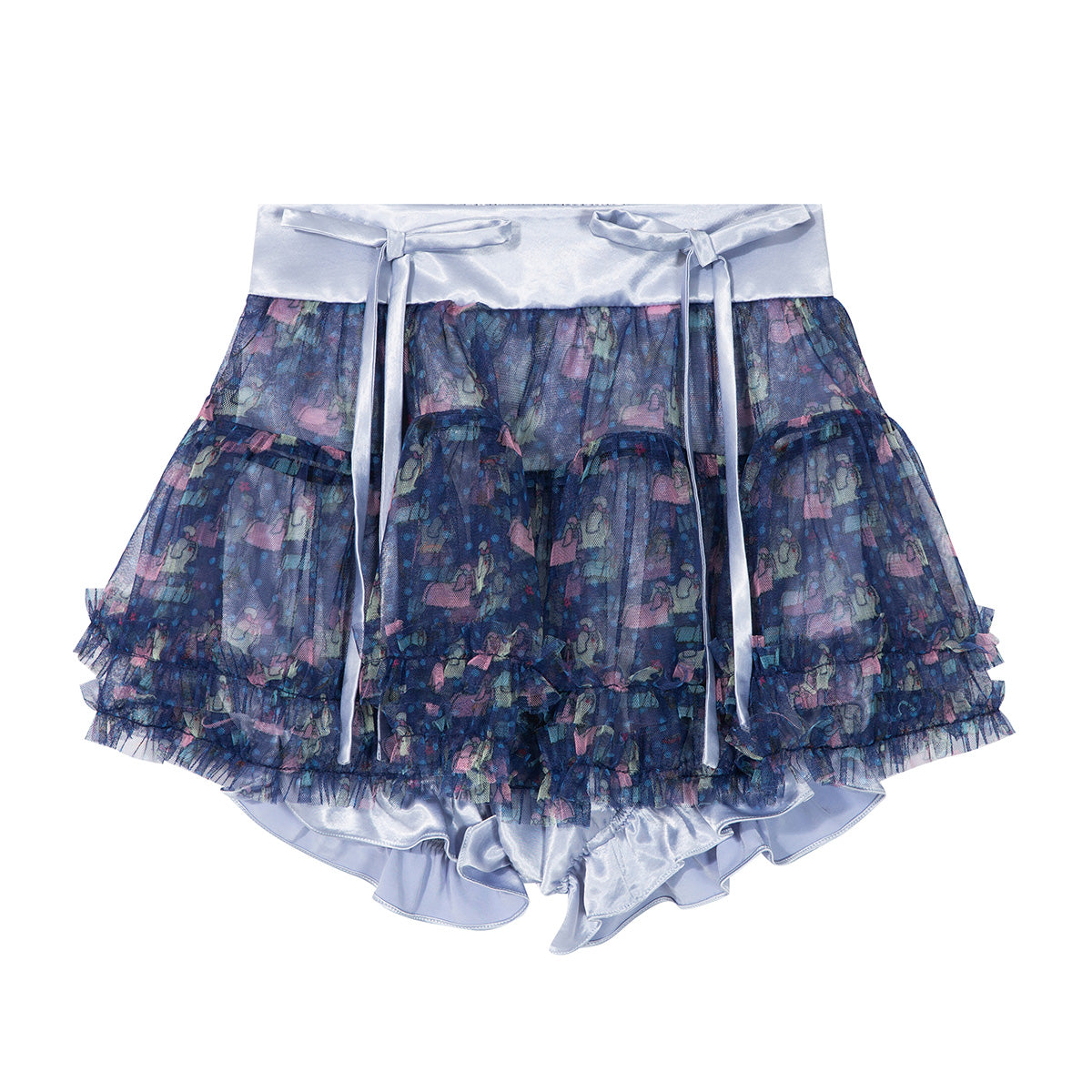 tntntutu Sweet Dog Print Puffy Tulle Skirt Shorts - Bow Waistband Decora Y2K Shorts skirt tntntutu Purple S