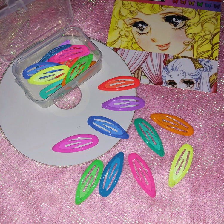 StrangeLab Retro Hair Clips | Baddie Glow-in-the-Dark Hair Clips | 10-Color Set Resin BB Clips hair clip strangelab oval