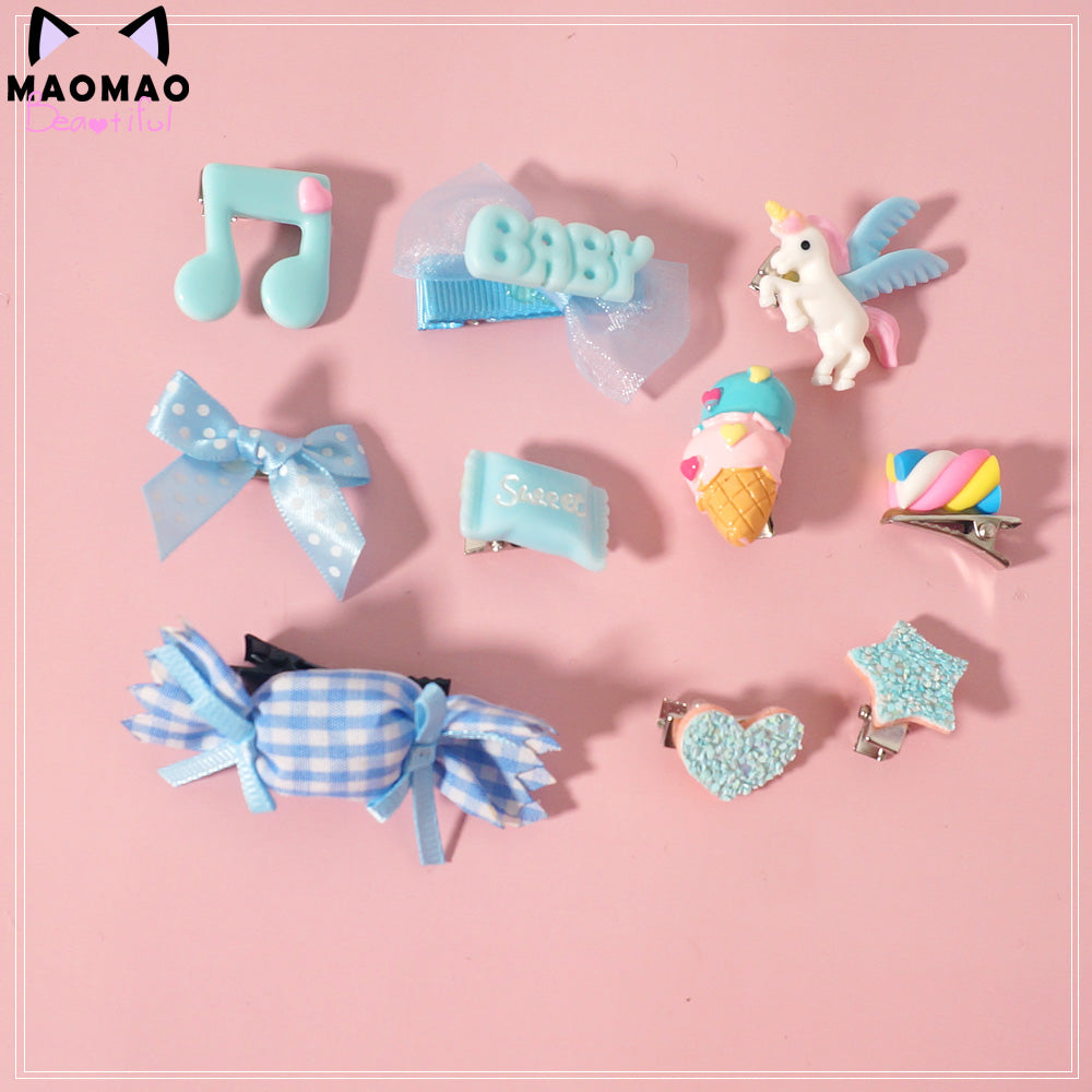 Maojiang Pastel Hair Clips | Harajuku Sweet Bear Candy Hair Clips hair clip maojiang Blue Set