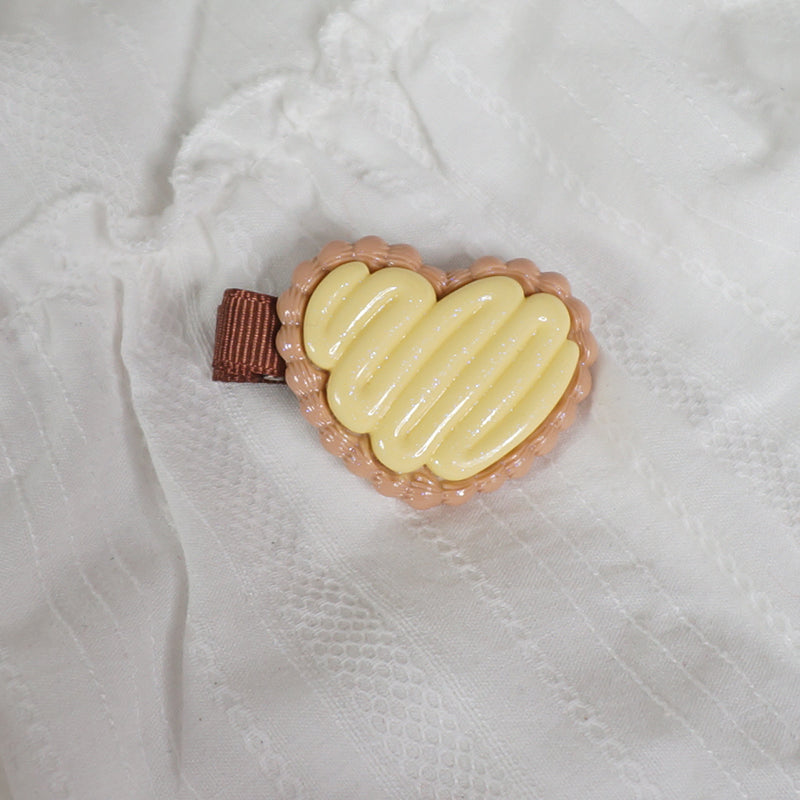 MaoJiang Kawaii Cookie Hair Clips | Heart Star & Cream Biscuit Barrettes hair clip maojiang Heart Cream Clip - Only 1pc