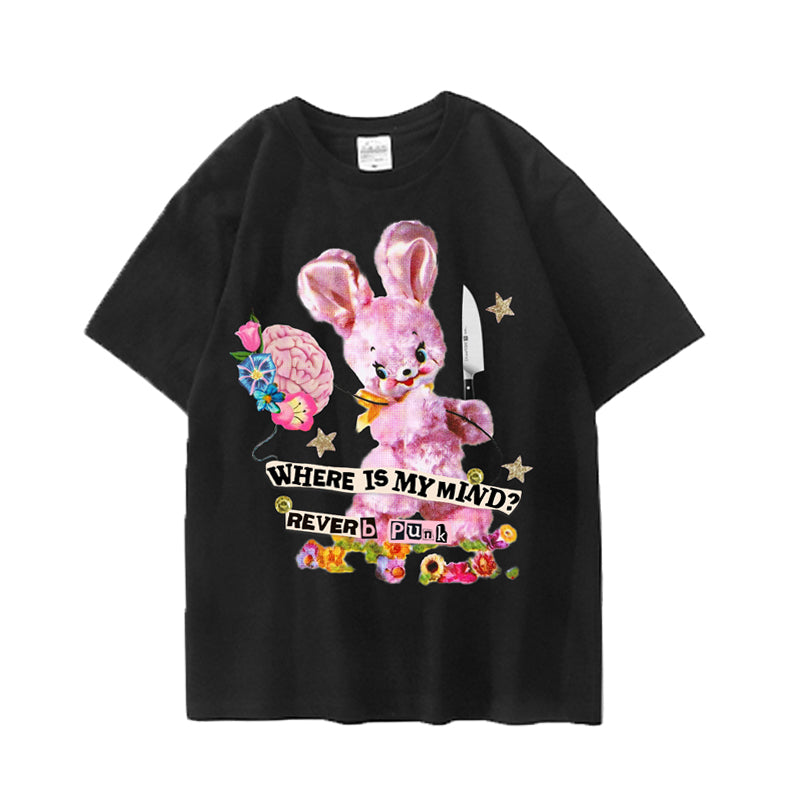 Meugler – Kawaii Patchwork Punk Doll T-Shirt tshirt Meugler Bunny T-shirt in Black L