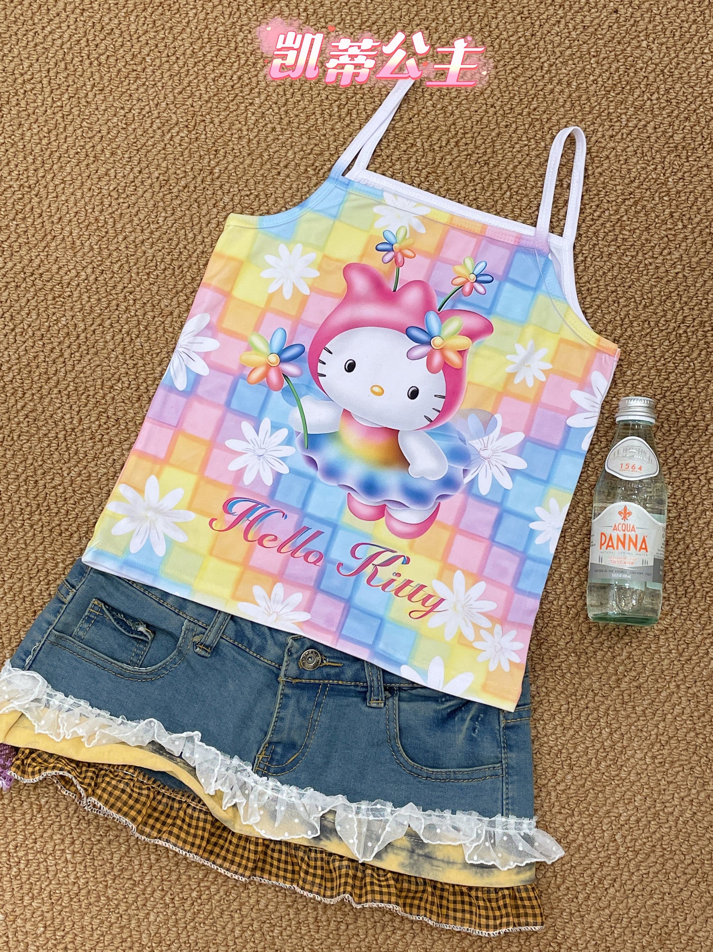 Princess Kitty - Decora Kei Summer Girl Print Tank Top camisole princess kitty Fairy Kitty S