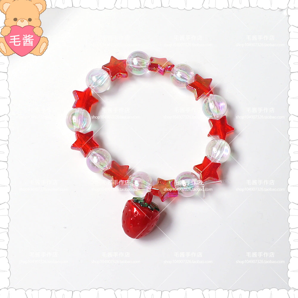 Maojiang Star Strawberry Bear Bracelet | Decora Beaded Accessory bracelet maojiang Red Star & Strawberry Bracelet (1 piece)