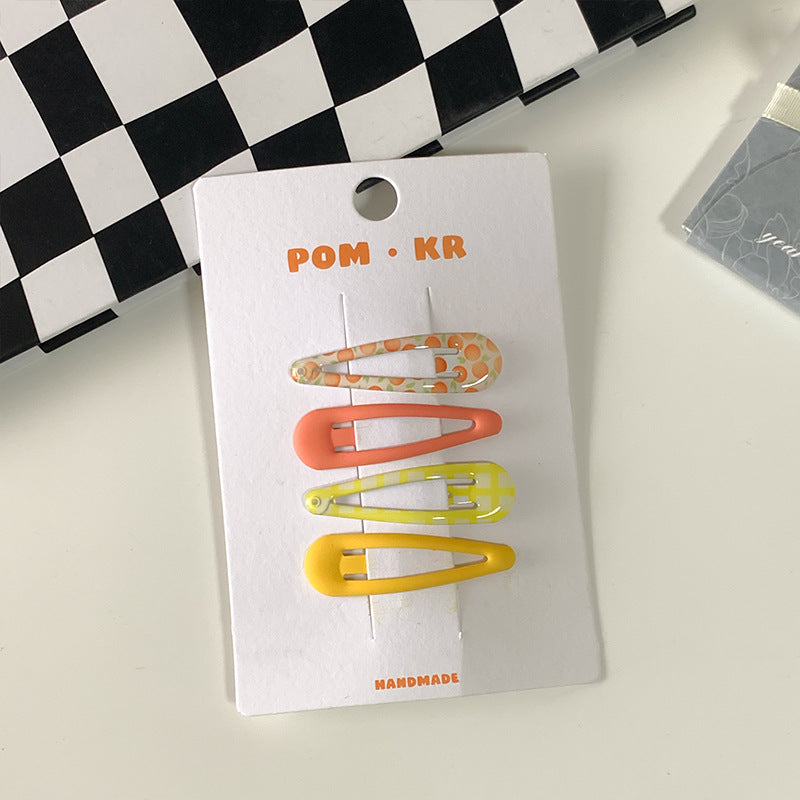 Candy Plaid Floral Resin Waterdrop BB Clips – Cute Kawaii Decora Hair Accessories hair clip candy Orange Tones