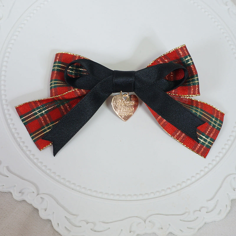 Maojiang Christmas Red Plaid Bow Clip hair clip maojiang 3