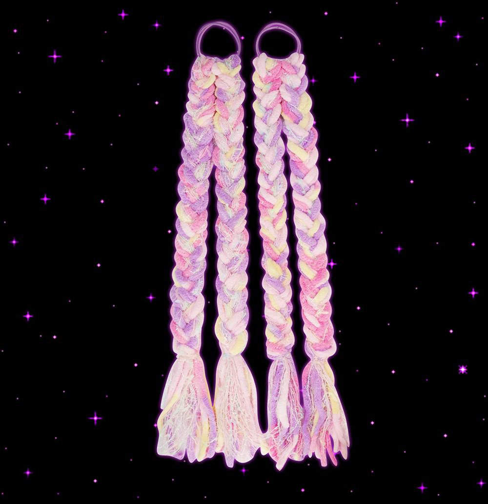 NIHONKIDS - Decora Soft Girl Plush Braid Hair Tie wig NIHON KIDS Pink-Purple
