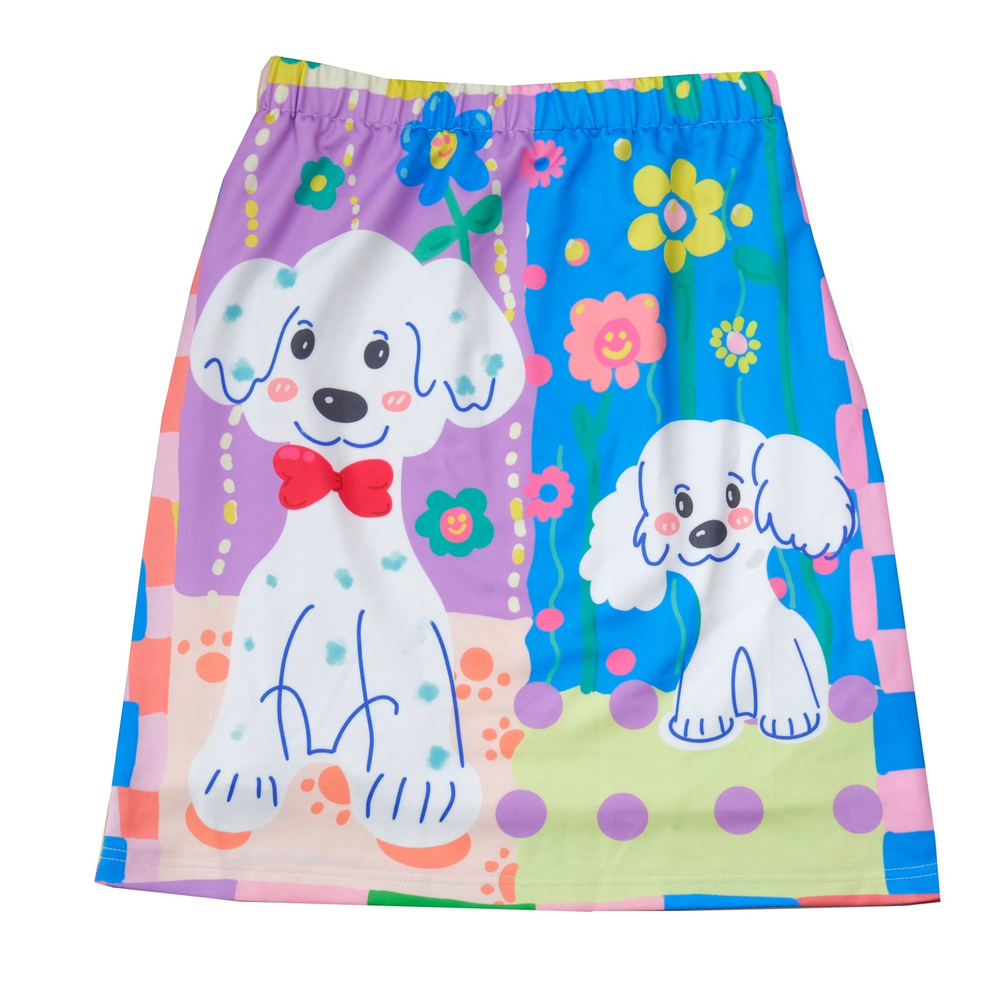 MeowMeow Bug - Decora Kei Double Print A-Line Skirt skirt MeowMeow Bug Flower Dog S