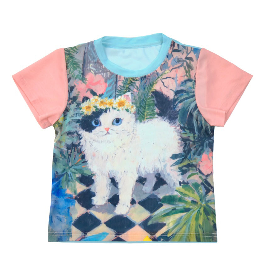 MeowMeow Bug - Decora Kei Cute Cartoon Mesh Top tshirt MeowMeow Bug Garland Cat S
