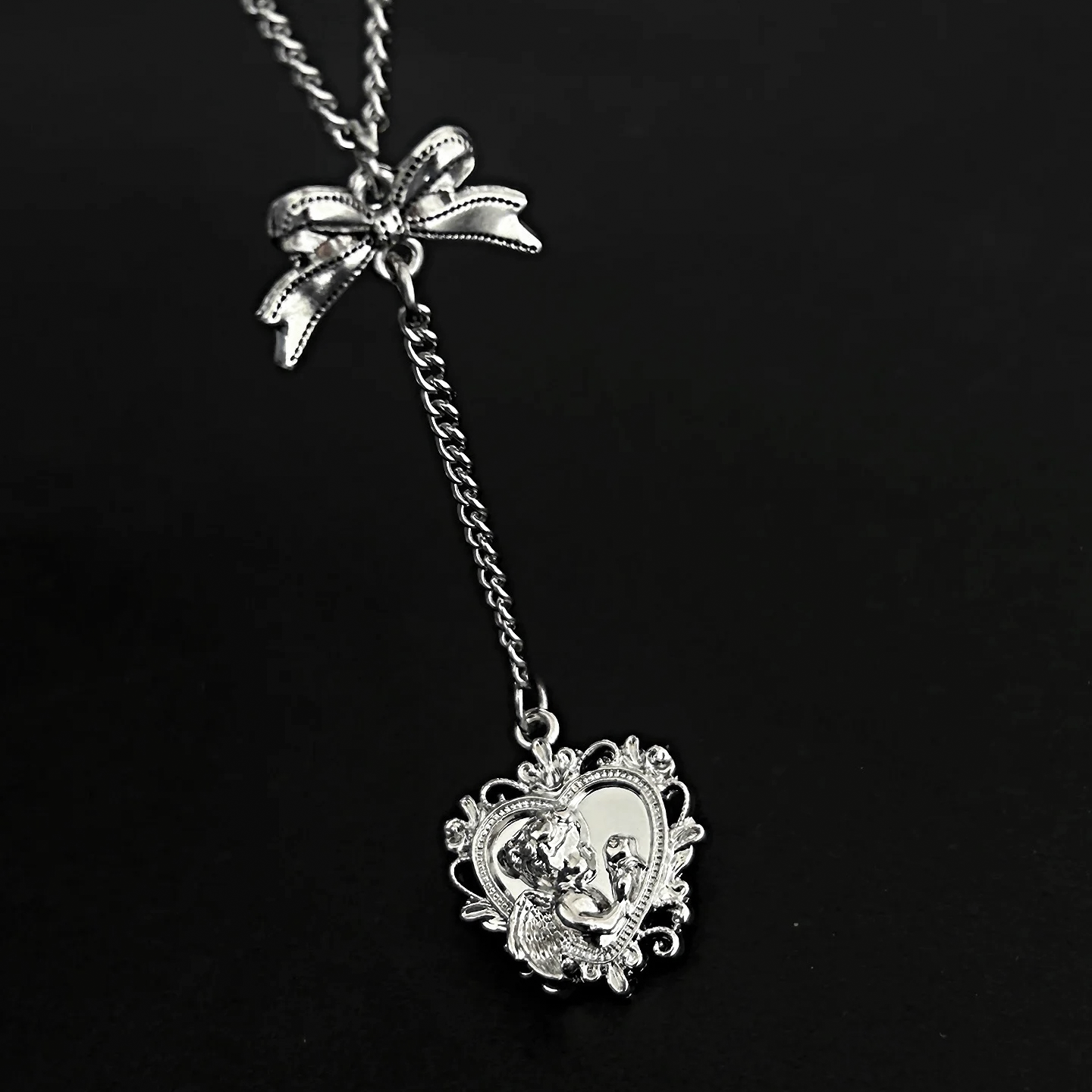 Kiwi Store - Y2K Ballerina Angel Ribbon Necklace necklace kiwi store Angel Bow Necklace