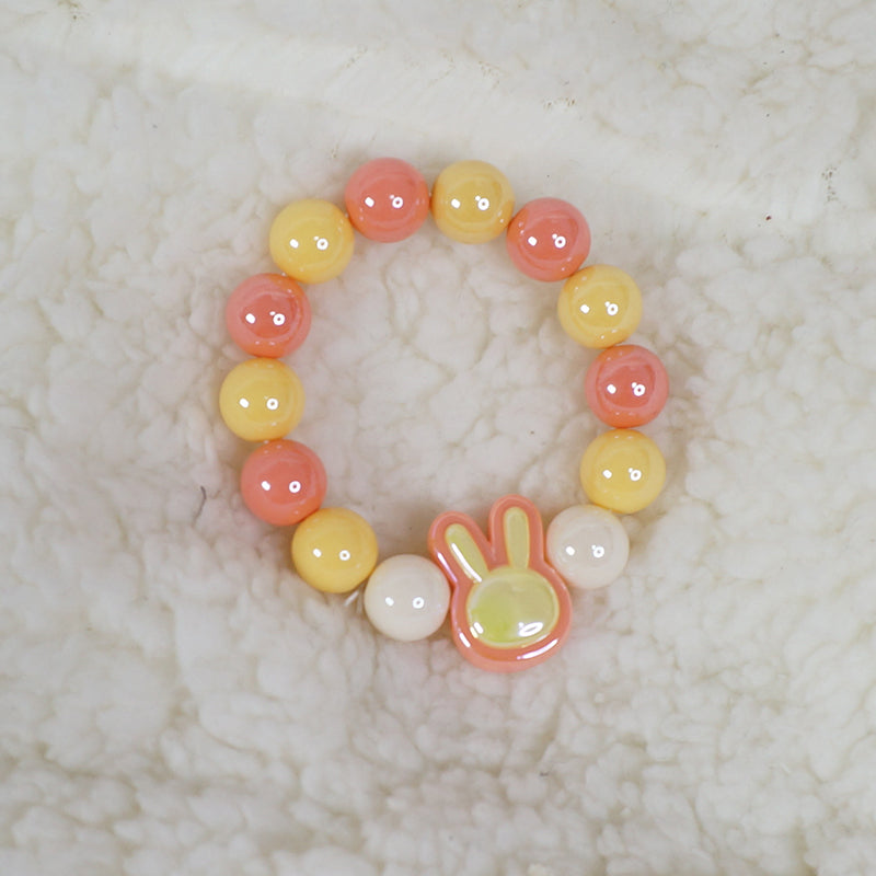 Maojiang Two-Tone Rabbit Head Macaron Bracelet | Dopamine Cute Soft Girl Wristband bracelet maojiang Orange Yellow