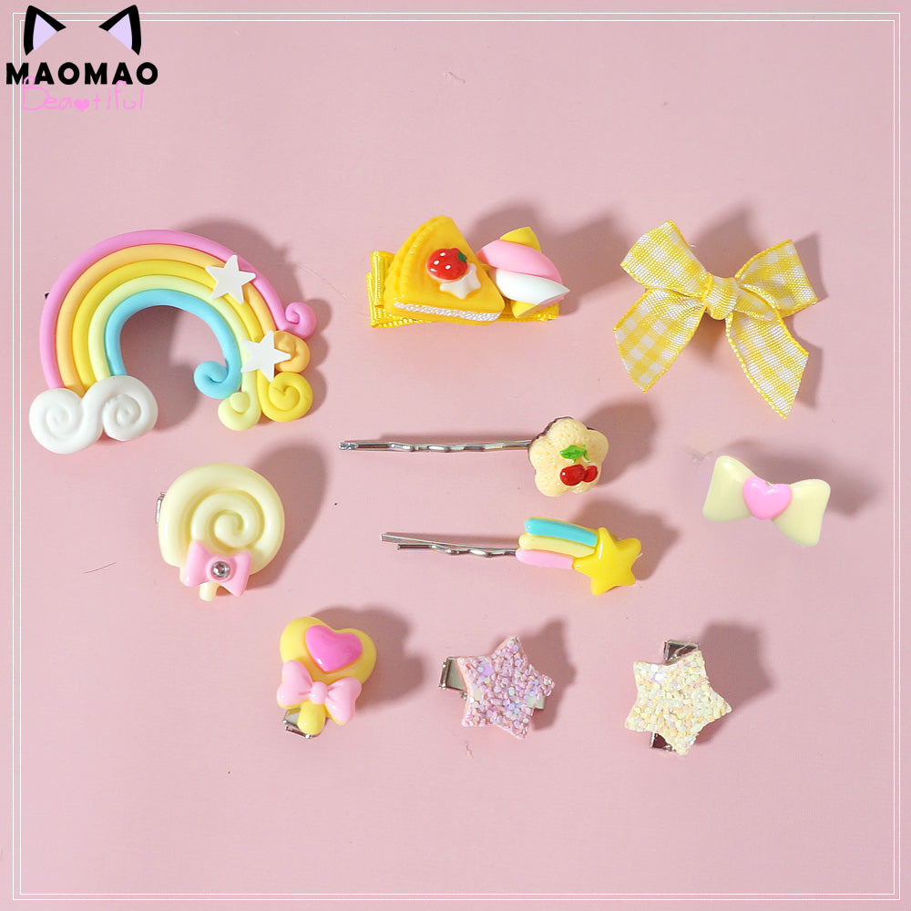 Maojiang Pastel Hair Clips | Harajuku Sweet Bear Candy Hair Clips hair clip maojiang Yellow Set