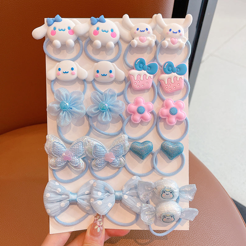 DuoFeiMao - Kawaii Kuromi Hair Accessories Set with Clip & Cartoon Elastic Band hair clip duofeimao Cinnamoroll Hair Ties 20pcs Set