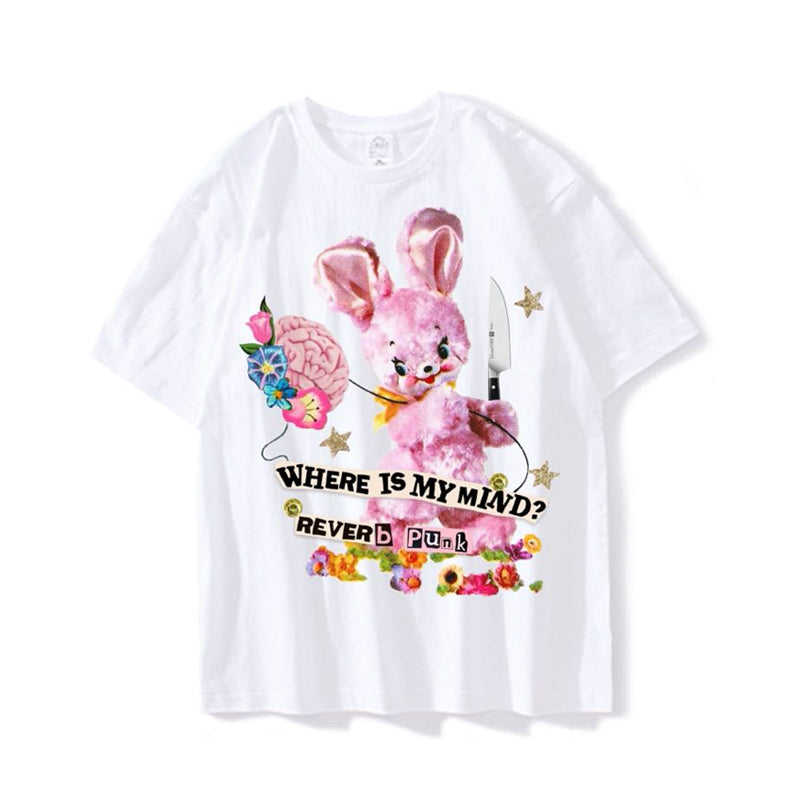 Meugler – Kawaii Patchwork Punk Doll T-Shirt tshirt Meugler Bunny T-shirt in White L