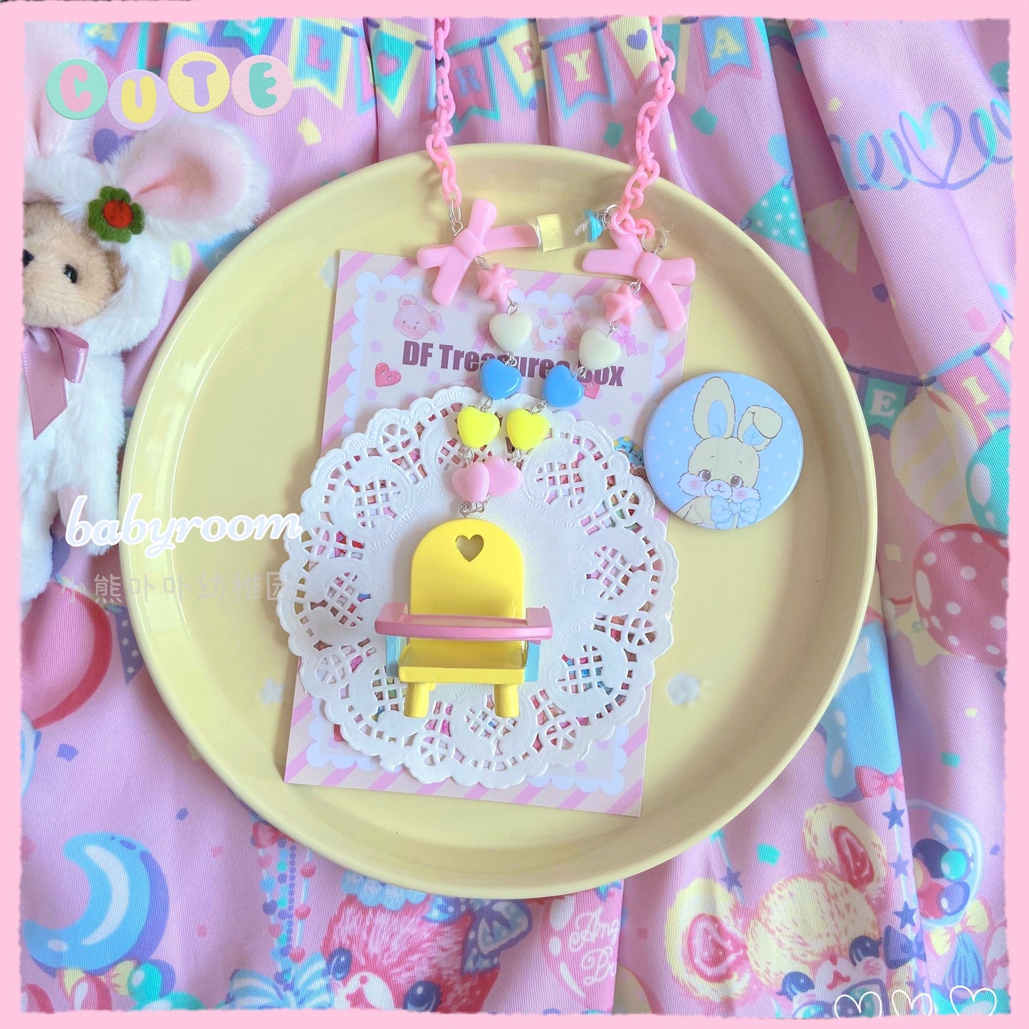 Bear Doll Babyroom Necklace | Decora Kei Handmade Kawaii Charm necklace Bear Doll Baby Chair