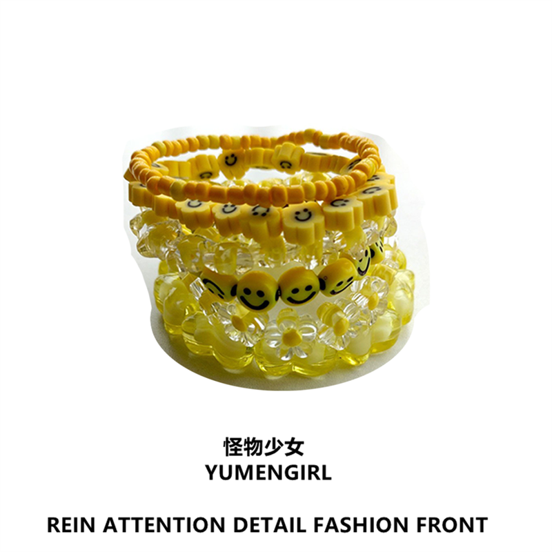 YUMENGIRL - Kawaii Decora Dopamine Bracelet with Candy Colors & Star Charms bracelet YUMENGIRL Yellow Bracelet Set