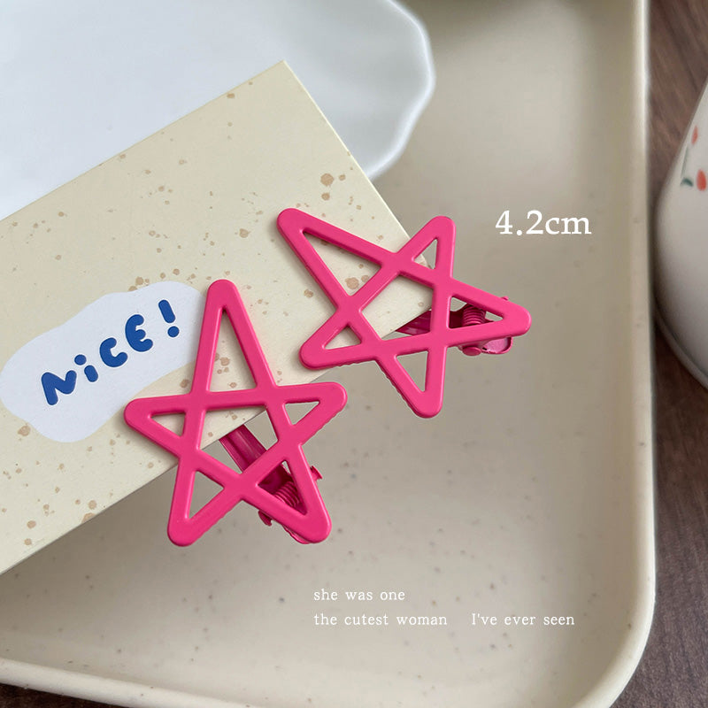 DuoFeiMao - Decora Kei Colorful Star Hair Clip hair clip duofeimao Rose Red - 1 Pair