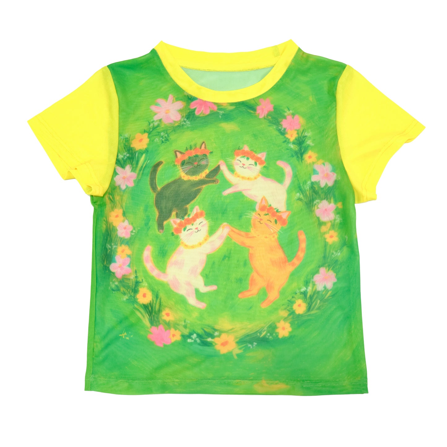 MeowMeow Bug - Decora Kei Cute Cartoon Mesh Top tshirt MeowMeow Bug Meadow Cat S