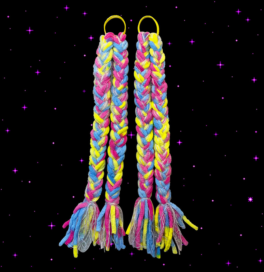 NIHONKIDS - Decora Soft Girl Plush Braid Hair Tie wig NIHON KIDS Yellow-Blue-Pink
