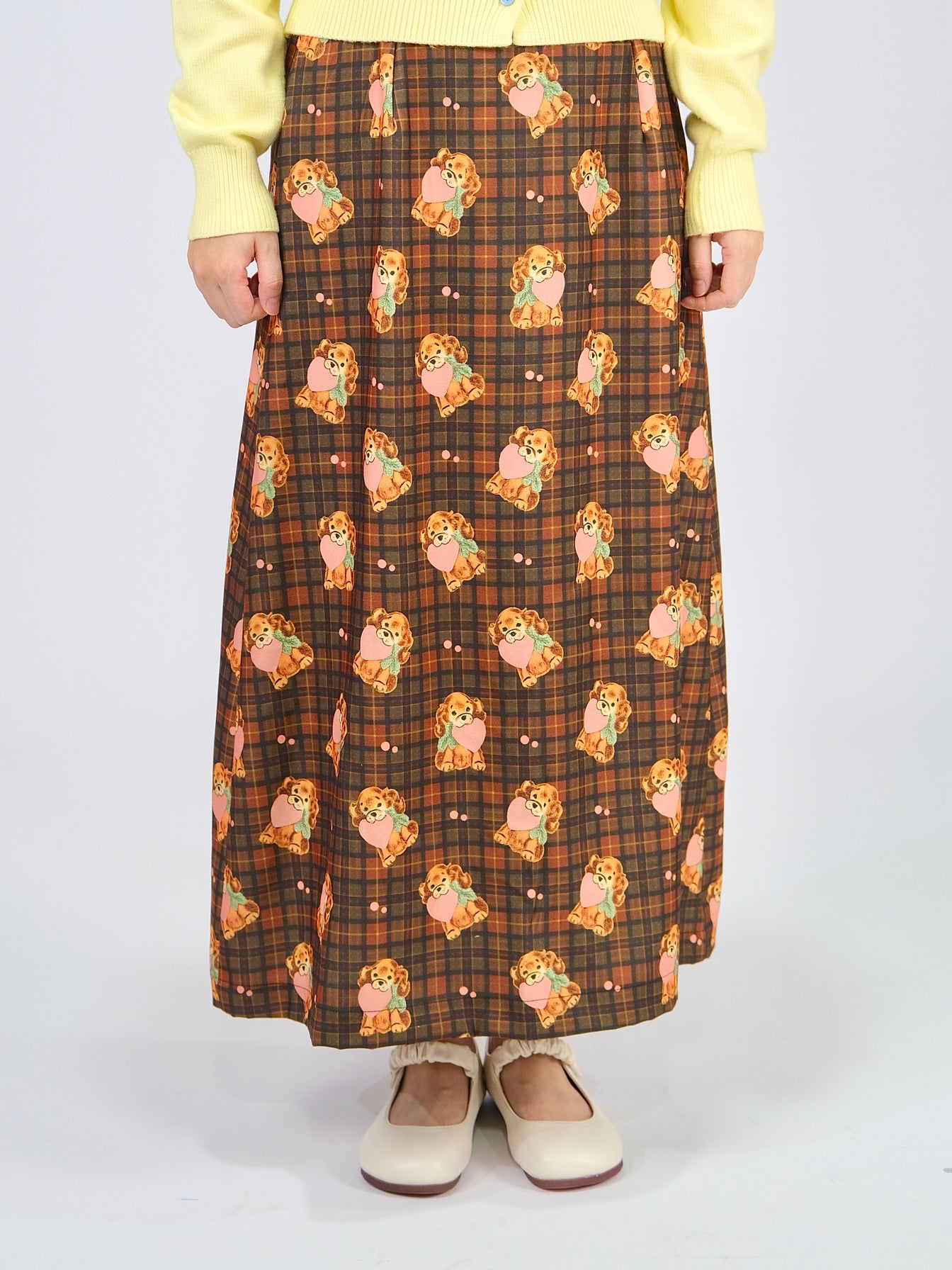 MeowMeow Bug - Kidcore High Waist Mermaid Midi Skirt skirt MeowMeow Bug Retro Heart Puppy S