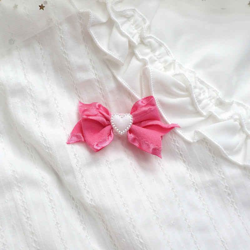 MaoJiang - Kawaii Pink Bow Hair Clip Handmade with Bell hair clip maojiang #5 - 1pc