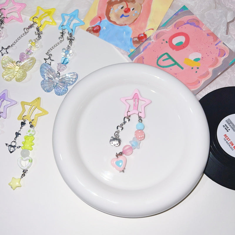 StrangeLab Pendant Hair Clip | Dopamine Star BB Clip | Decora Side Bang Clip hair clip strangelab E