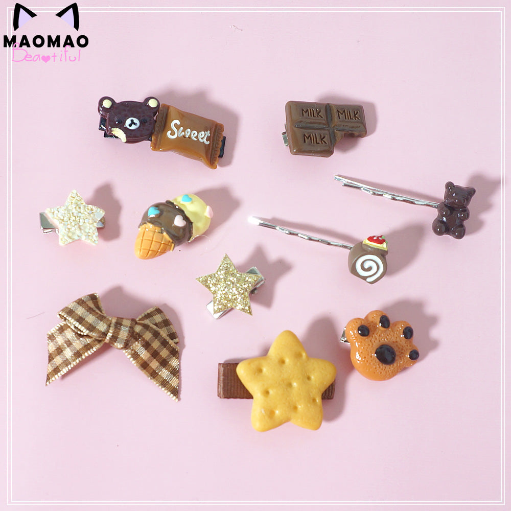 Maojiang Pastel Hair Clips | Harajuku Sweet Bear Candy Hair Clips hair clip maojiang Coffee Set