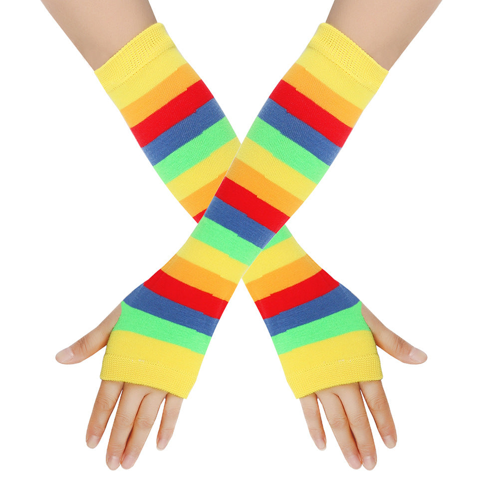 Decora Kei Rainbow Knit Arm Warmers Stretchy sleeves Land Decora 4