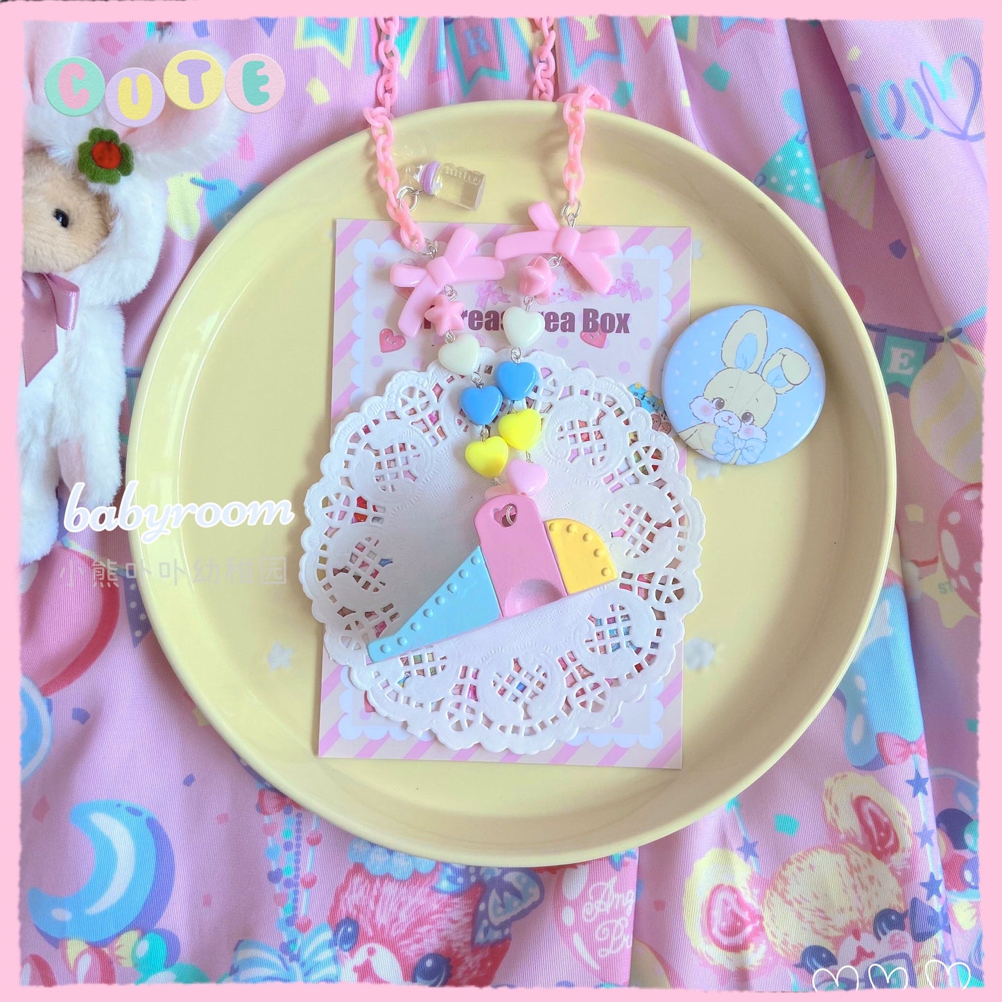 Bear Doll Babyroom Necklace | Decora Kei Handmade Kawaii Charm necklace Bear Doll Slide