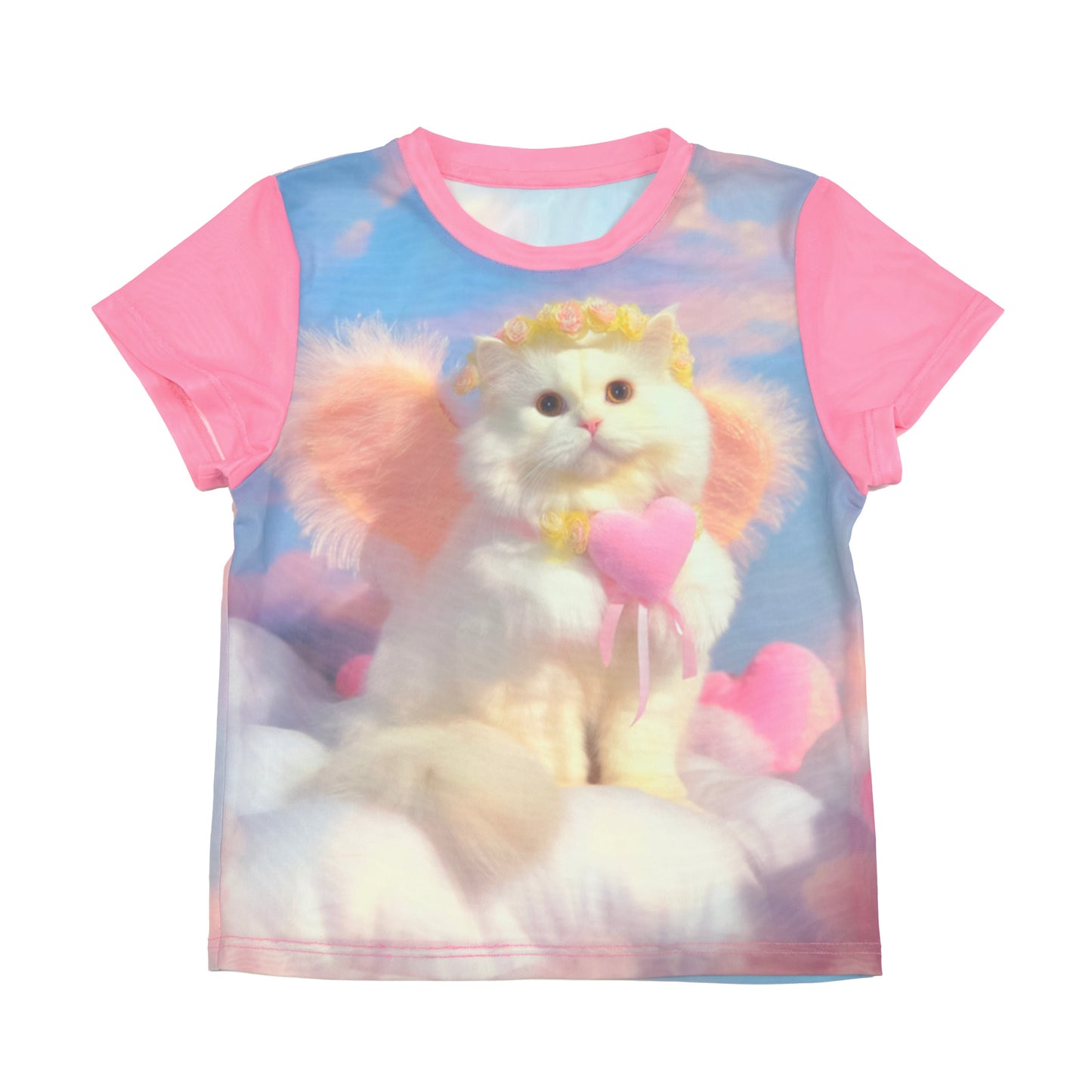 MeowMeow Bug - Decora Kei Cute Cartoon Mesh Top tshirt MeowMeow Bug Angel Cat S