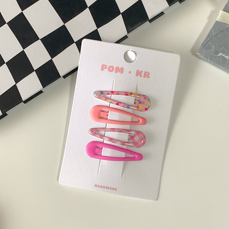Candy Plaid Floral Resin Waterdrop BB Clips – Cute Kawaii Decora Hair Accessories hair clip candy Pink Tones
