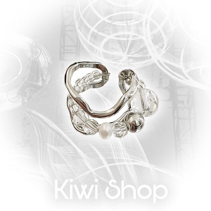 Kiwi Store - Y2K Beaded Ring ring kiwi store White Ring - 1pc