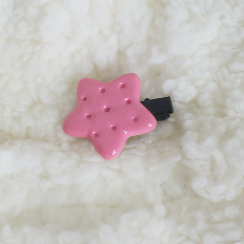 Maojiang Cute Star Cookie Clip | Colorful Decora Hair Clip hair clip maojiang Rose Red - 1pc