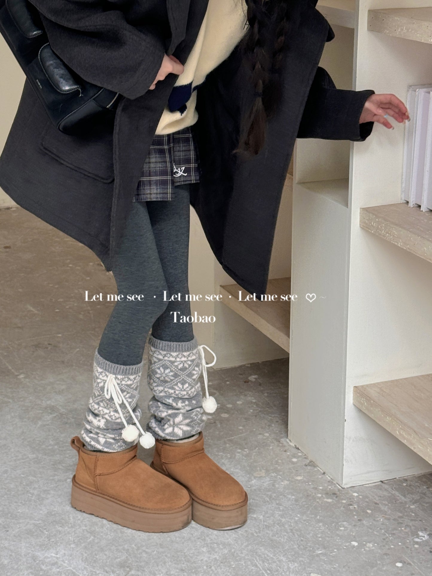 LET ME SEE - Snowflake Knit Wool-Look Christmas Leg Warmers leg warmmers let me see Light Grey