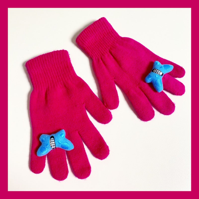 BunnyBunnyGun - Decora Kei Cute Knit Winter Gloves gloves bunnybunnygun Rose-Red