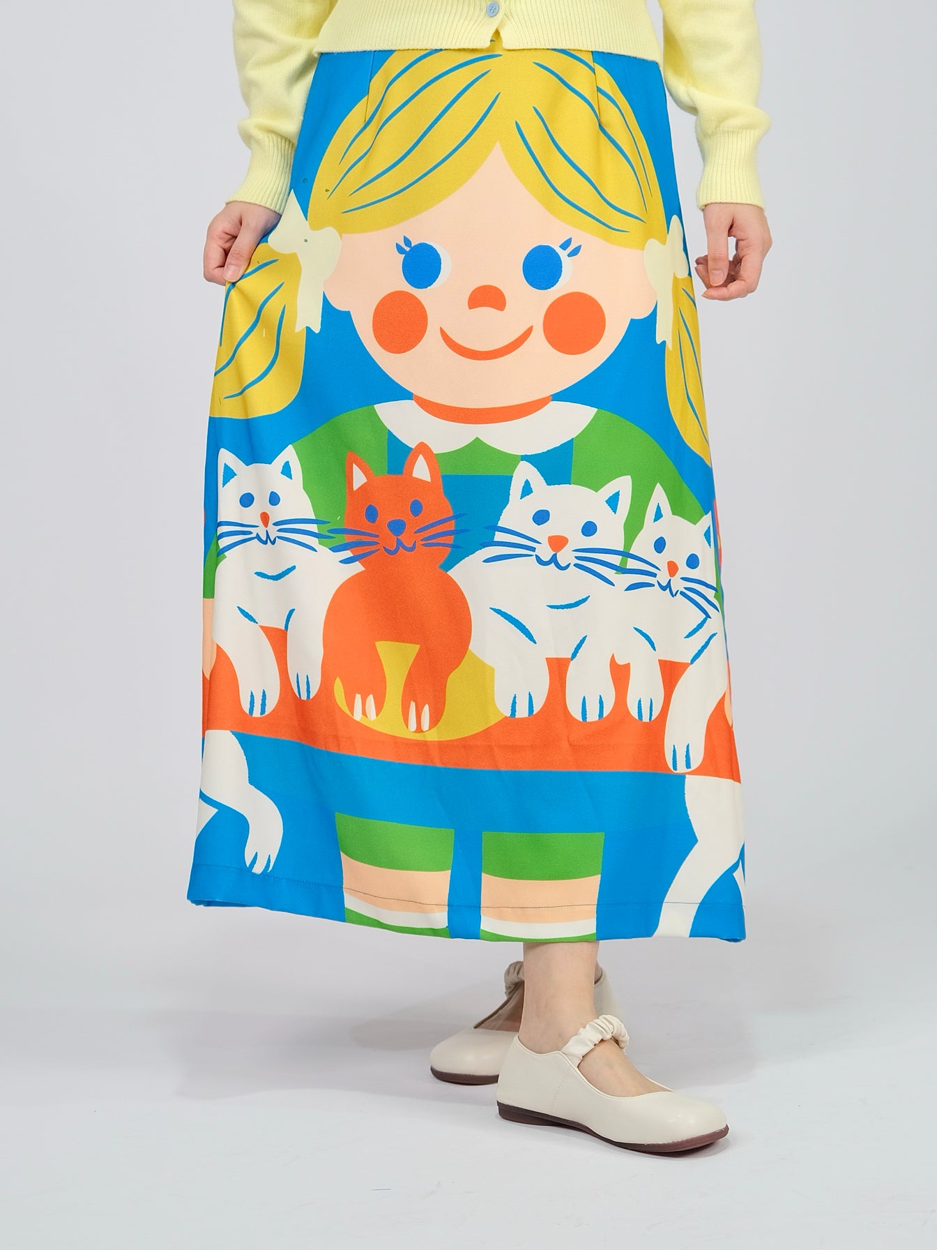 MeowMeow Bug - Kidcore High Waist Mermaid Midi Skirt skirt MeowMeow Bug Girl and Cat S