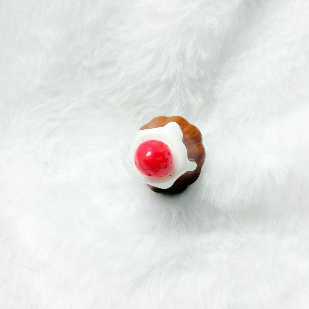 Sweet Dessert Adjustable Ring ring really cute Chocolate Strawberry Pudding Ring - 1pc