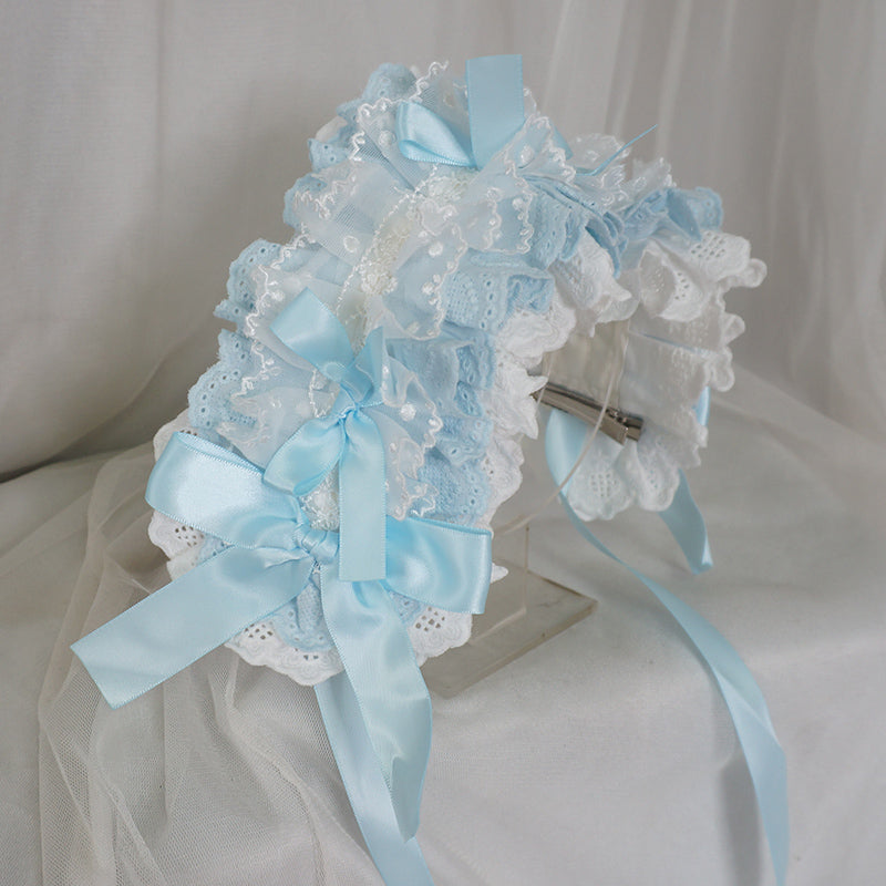 Maojiang - Vintage Kawaii Lace Headband headband maojiang Blue