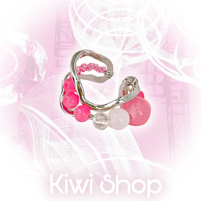 Kiwi Store - Y2K Beaded Ring ring kiwi store Pink Ring - 1pc