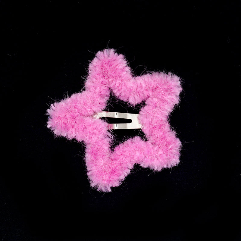 Pink Unicorn Star Hair Clip | Decora Dopamine Girl Y2K Fluffy Side Clip hair clip pink unicorn Barbie Pink - 1pc Only