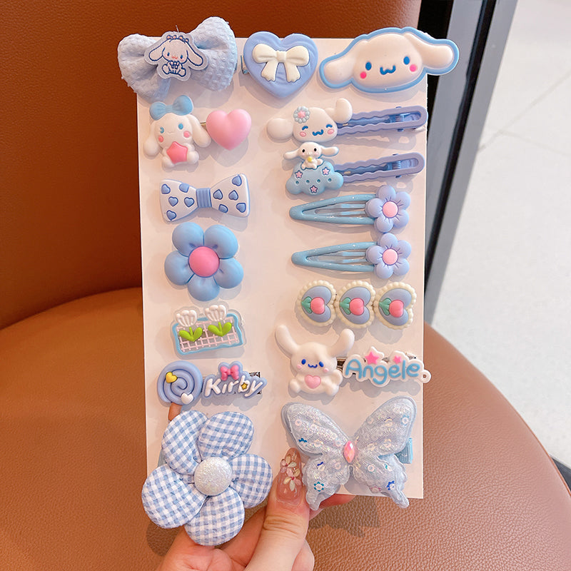 DuoFeiMao - Kawaii Kuromi Hair Accessories Set with Clip & Cartoon Elastic Band hair clip duofeimao Cinnamoroll Hair Clips 16pcs Set