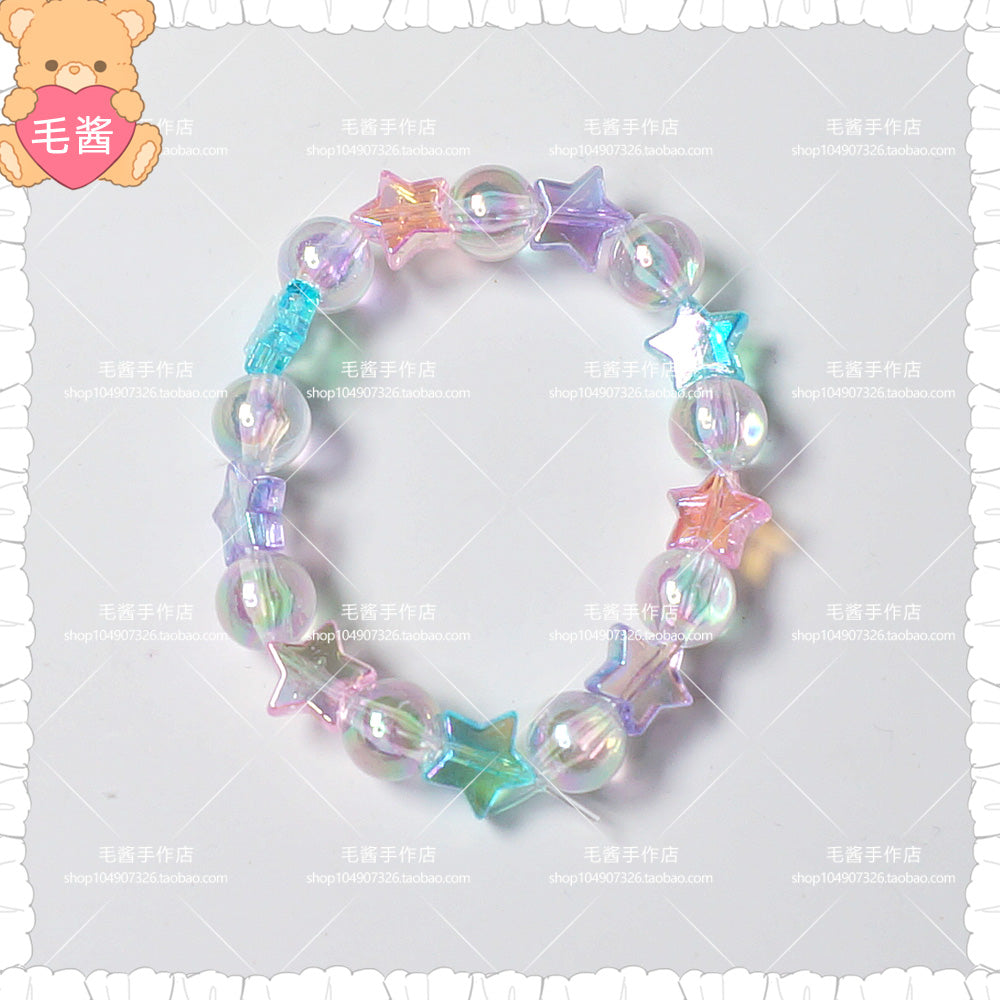 Maojiang Star Strawberry Bear Bracelet | Decora Beaded Accessory bracelet maojiang Pink-Blue-Purple Star Bracelet (1 piece)