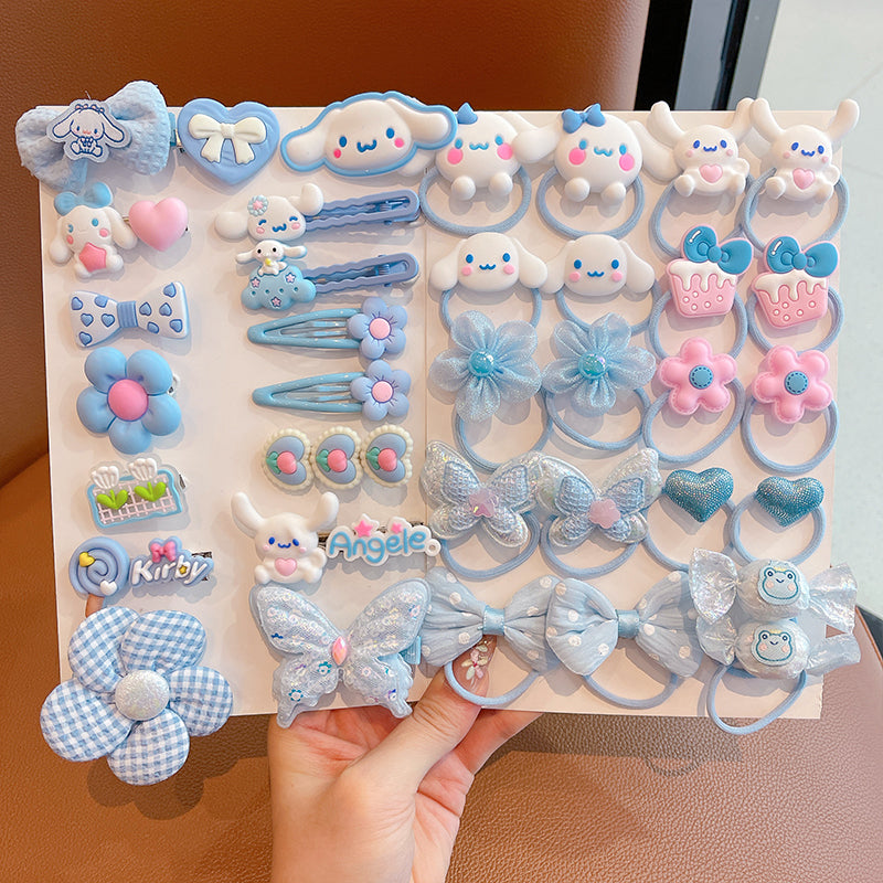 DuoFeiMao - Kawaii Kuromi Hair Accessories Set with Clip & Cartoon Elastic Band hair clip duofeimao Cinnamoroll Hair Ties & Clips 36pcs Set