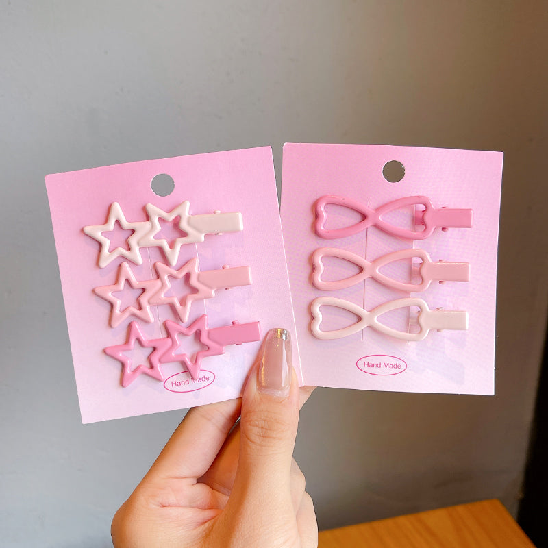 Decora Kei Hair Clip – Star & Heart Pink Acrylic hair clip duofeimao Star + Heart 6pcs Set